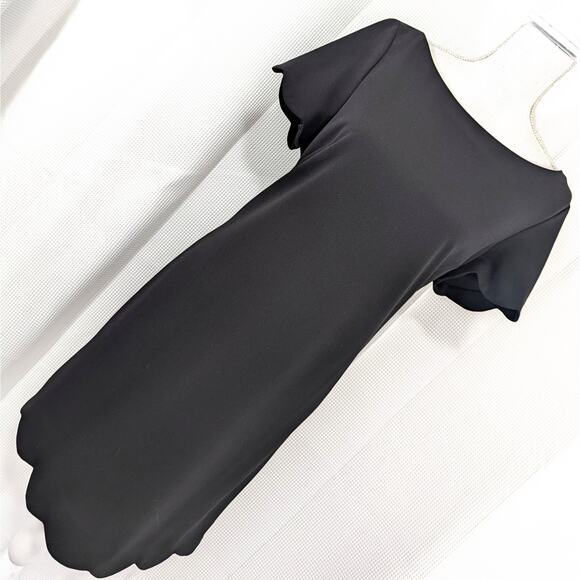 NWOT! JONES STUDIO! J- NEW YORK! ELEGANT BLACK SCALLOPED HEM/SLEEVE DRESS! SZ L - Picture 9 of 9